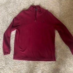 Polo Ralph Lauren XL 3/4 Zip Men's 100% Cotton Pullover Wine